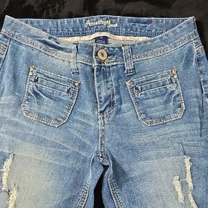 Amethyst Jeans Women's Distressed Light Blue Denim